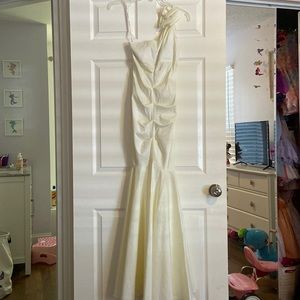 Brand New with tags white size 4 one shoulder flare trumpet dress from Macys